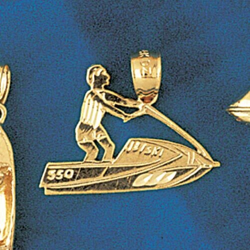 Jet Ski Waverunner Pendant Necklace Charm Bracelet in Yellow, White or Rose Gold 1347