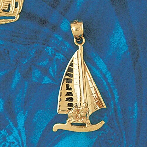 Boat Dimensional Pendant Necklace Charm Bracelet in Yellow, White or Rose Gold 1354
