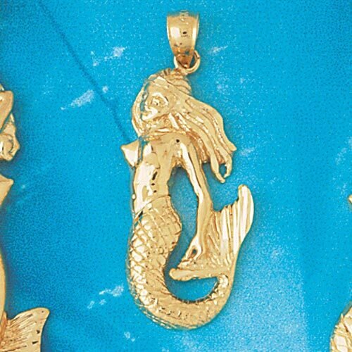 Mermaid Pendant Necklace Charm Bracelet in Yellow, White or Rose Gold 1359