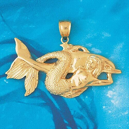 Mermaid Pendant Necklace Charm Bracelet in Yellow, White or Rose Gold 1364