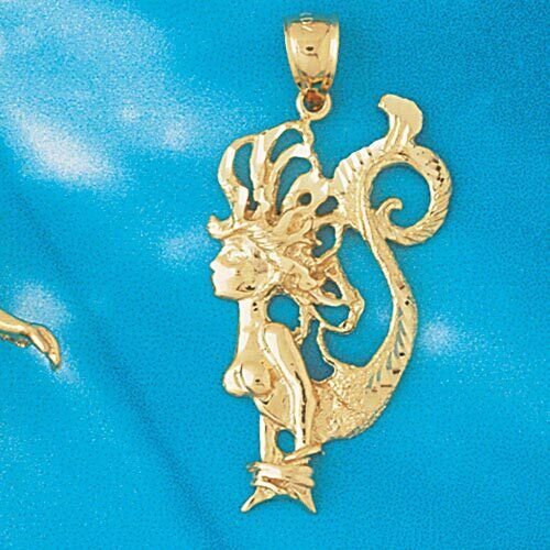 Mermaid Pendant Necklace Charm Bracelet in Yellow, White or Rose Gold 1366