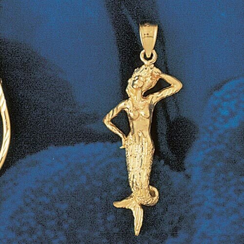 Mermaid Pendant Necklace Charm Bracelet in Yellow, White or Rose Gold 1381
