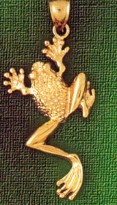 Frog Pendant Necklace Charm Bracelet in Yellow, White or Rose Gold 1573