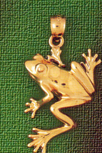 Frog Pendant Necklace Charm Bracelet in Yellow, White or Rose Gold 1574