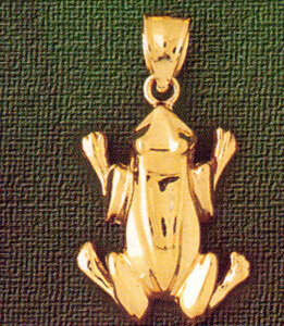 Frog Pendant Necklace Charm Bracelet in Yellow, White or Rose Gold 1577