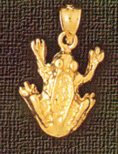 Frog Pendant Necklace Charm Bracelet in Yellow, White or Rose Gold 1590