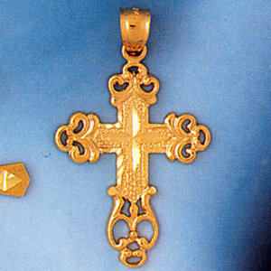 Dazzlers Jewelry Cross Pendant Necklace Charm Bracelet in Yellow, White or Rose Gold 8189, MPN: DZ-…