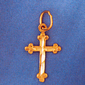 Cross Pendant Necklace Charm Bracelet in Yellow, White or Rose Gold 8356