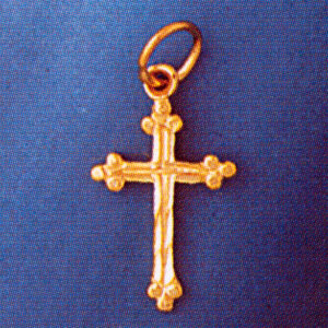 Cross Pendant Necklace Charm Bracelet in Yellow, White or Rose Gold 8357