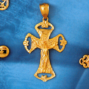 Dazzlers Jewelry Cross with Jesus Figurine Pendant Necklace Charm Bracelet in Yellow, White or Rose…