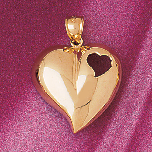 Floating Heart Pendant Necklace Charm Bracelet in Yellow, White or Rose Gold 3993