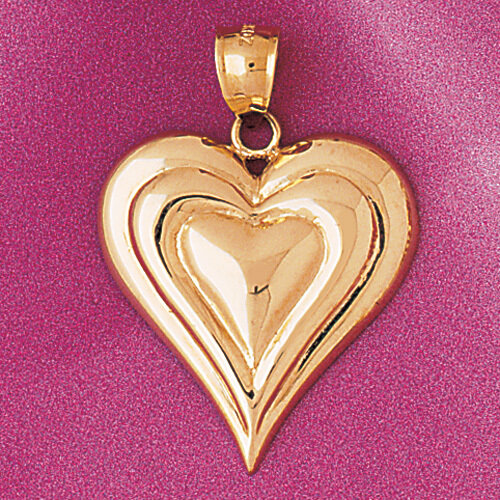 Floating Heart Pendant Necklace Charm Bracelet in Yellow, White or Rose Gold 3995