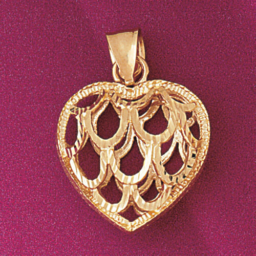 Dazzlers Jewelry 3-D Heart Pendant Necklace Charm Bracelet in Yellow, White or Rose Gold 3783, MPN:…