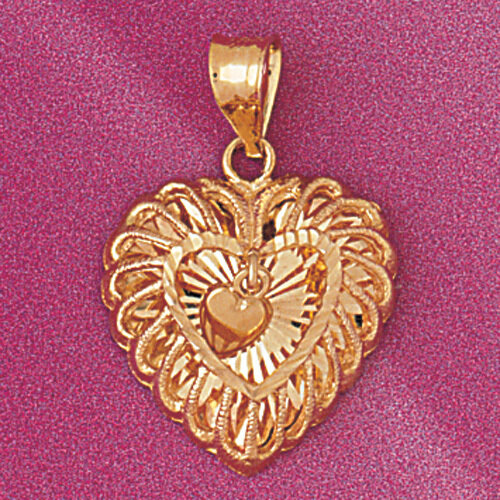 Dazzlers Jewelry Heart Pendant Necklace Charm Bracelet in Yellow, White or Rose Gold 3787, MPN: DZ-…