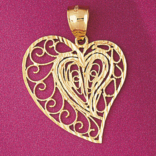Heart Pendant Necklace Charm Bracelet in Yellow, White or Rose Gold 3788