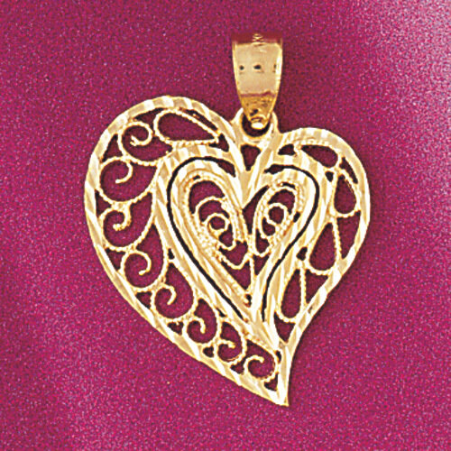 Heart Pendant Necklace Charm Bracelet in Yellow, White or Rose Gold 3789