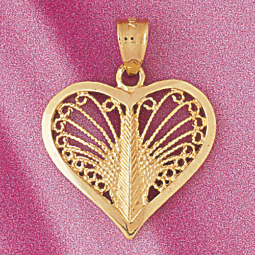 Heart Pendant Necklace Charm Bracelet in Yellow, White or Rose Gold 3791