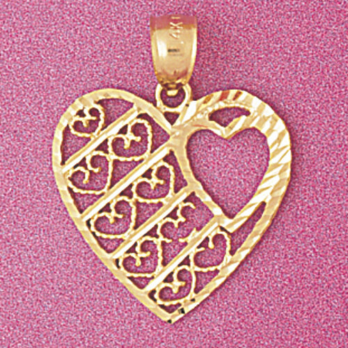 Heart Pendant Necklace Charm Bracelet in Yellow, White or Rose Gold 3806