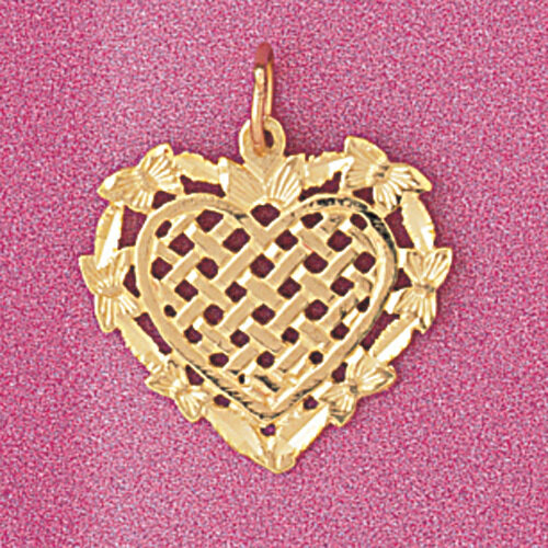 Heart Pendant Necklace Charm Bracelet in Yellow, White or Rose Gold 3807