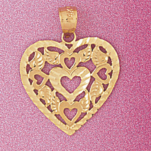 Heart Pendant Necklace Charm Bracelet in Yellow, White or Rose Gold 3809
