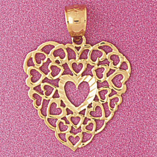 Heart Pendant Necklace Charm Bracelet in Yellow, White or Rose Gold 3812
