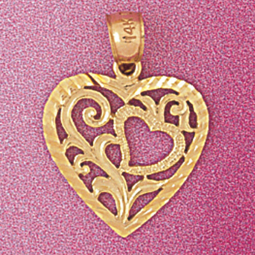 Heart Pendant Necklace Charm Bracelet in Yellow, White or Rose Gold 3815
