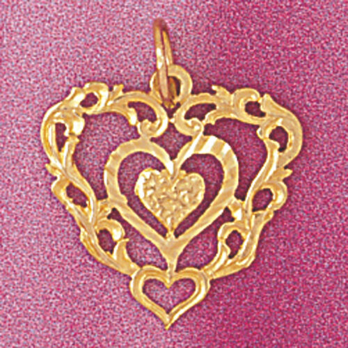 Heart Pendant Necklace Charm Bracelet in Yellow, White or Rose Gold 3816