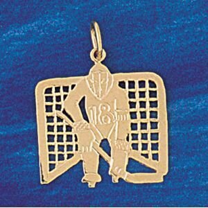 Hockey Player Pendant Necklace Charm Bracelet in Yellow, White or Rose Gold 3582