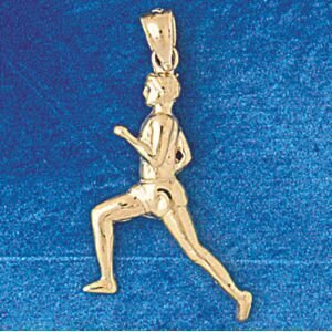 Dazzlers Jewelry Running Figure Pendant Necklace Charm Bracelet in Yellow, White or Rose Gold 3592,…