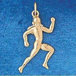 Running Figure Pendant Necklace Charm Bracelet in Yellow, White or Rose Gold 3593