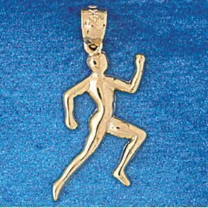 Running Figure Pendant Necklace Charm Bracelet in Yellow, White or Rose Gold 3594