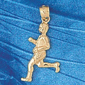 Running Figure Pendant Necklace Charm Bracelet in Yellow, White or Rose Gold 3597