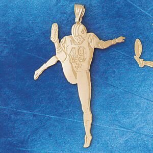 Dazzlers Jewelry Football Player Pendant Necklace Charm Bracelet in Yellow, White or Rose Gold 3185…