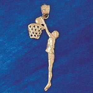 Basketball Player Pendant Necklace Charm Bracelet in Yellow, White or Rose Gold 3220