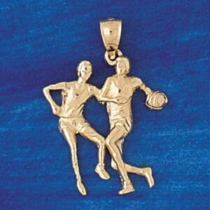 Basketball Player Pendant Necklace Charm Bracelet in Yellow, White or Rose Gold 3226