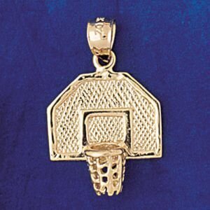 Basketball Ball and Board Pendant Necklace Charm Bracelet in Yellow, White or Rose Gold 3231