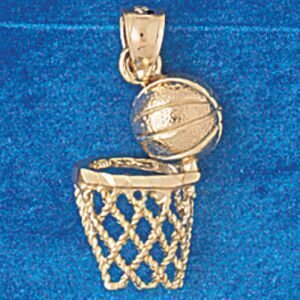 Basketball Ball and Board Pendant Necklace Charm Bracelet in Yellow, White or Rose Gold 3239