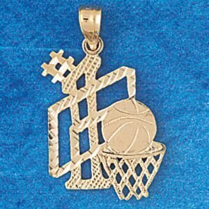 Basketball Ball and Board Pendant Necklace Charm Bracelet in Yellow, White or Rose Gold 3240