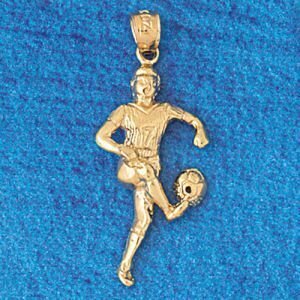 Soccer Player Pendant Necklace Charm Bracelet in Yellow, White or Rose Gold 3257