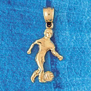 Soccer Player Pendant Necklace Charm Bracelet in Yellow, White or Rose Gold 3258