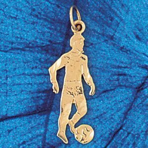 Soccer Player Pendant Necklace Charm Bracelet in Yellow, White or Rose Gold 3260