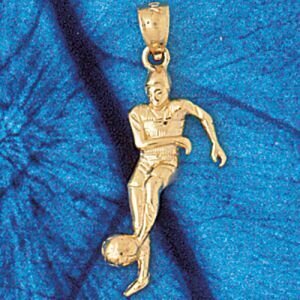 Soccer Player Pendant Necklace Charm Bracelet in Yellow, White or Rose Gold 3261