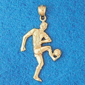Soccer Player Pendant Necklace Charm Bracelet in Yellow, White or Rose Gold 3262