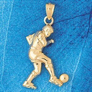 Dazzlers Jewelry Soccer Player Pendant Necklace Charm Bracelet in Yellow, White or Rose Gold 3264, …