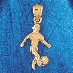 Soccer Player Pendant Necklace Charm Bracelet in Yellow, White or Rose Gold 3266
