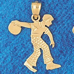 Dazzlers Jewelry Bowling Player Pendant Necklace Charm Bracelet in Yellow, White or Rose Gold 3275,…