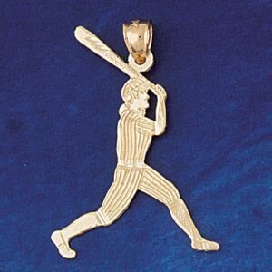 Dazzlers Jewelry Baseball Player Pendant Necklace Charm Bracelet in Yellow, White or Rose Gold 3317…
