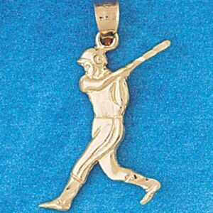 Dazzlers Jewelry Baseball Player Pendant Necklace Charm Bracelet in Yellow, White or Rose Gold 3329…