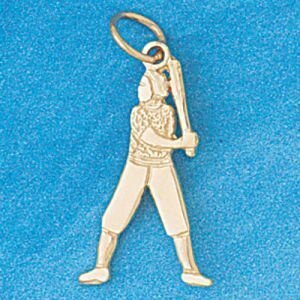 Baseball Player Pendant Necklace Charm Bracelet in Yellow, White or Rose Gold 3330