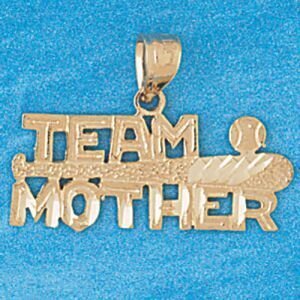 Baseball Team Mother Pendant Necklace Charm Bracelet in Yellow, White or Rose Gold 3337